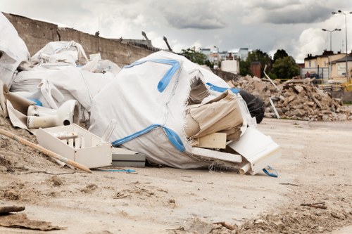 Construction site with organized waste clearance